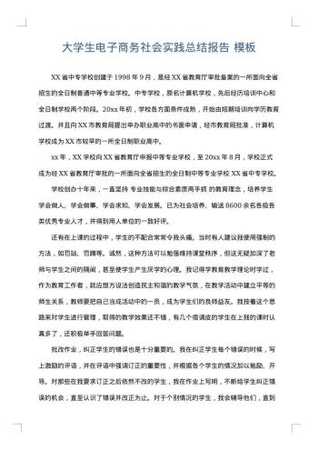 大学生电子商务社会实践总结报告