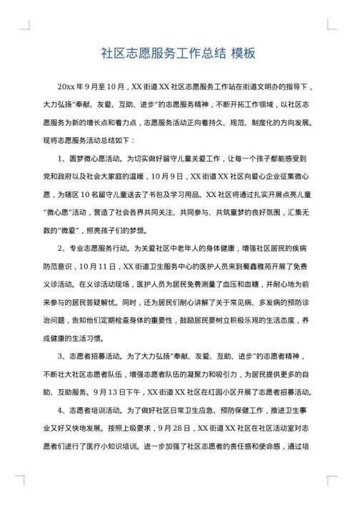 社区志愿服务工作总结