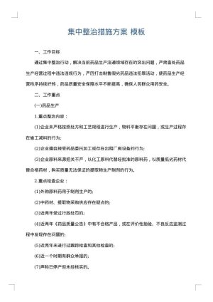 集中整治措施方案