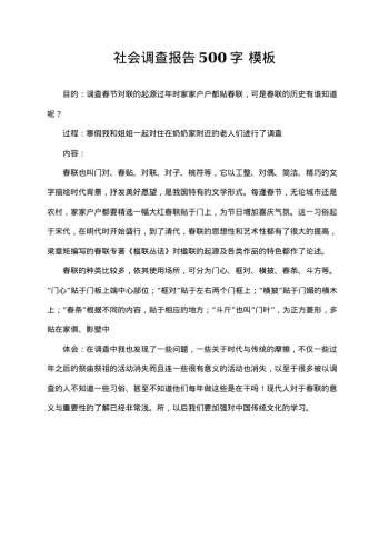 社会调查报告500字