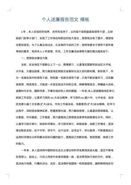个人述廉报告范文
