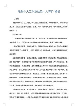 地税个人工作总结及个人评价