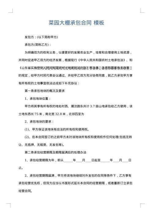 菜园大棚承包合同