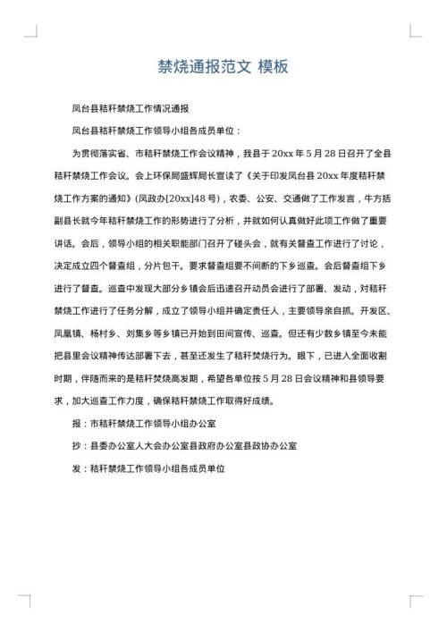 禁烧通报范文