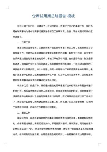 仓库试用期总结报告