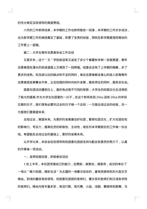 青年志愿者协会个人总结