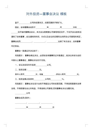 对外投资—董事会决议