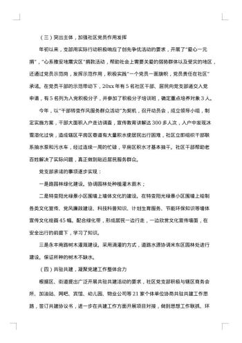 20xx年社区党建个人工作总结范文