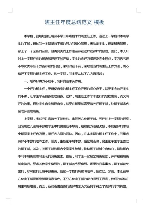 班主任年度总结范文