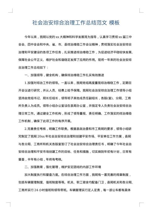 社会治安综合治理工作总结范文