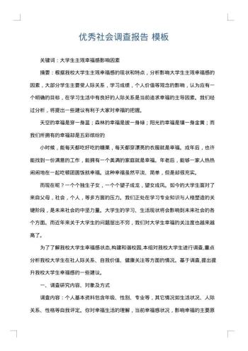 优秀社会调查报告
