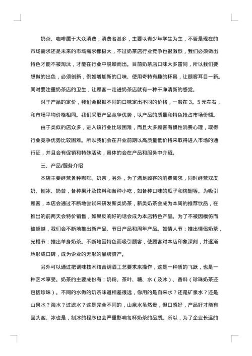 2025年店创业计划书