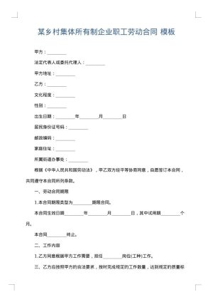 某乡村集体所有制企业职工劳动合同