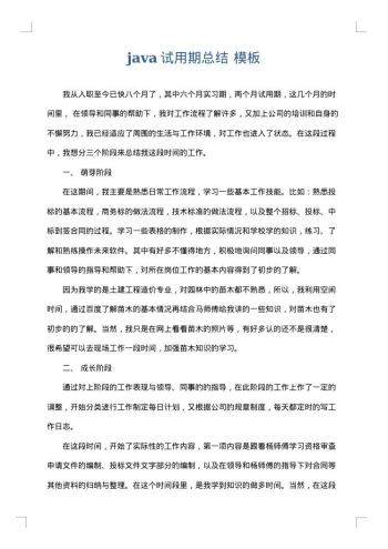 java试用期总结