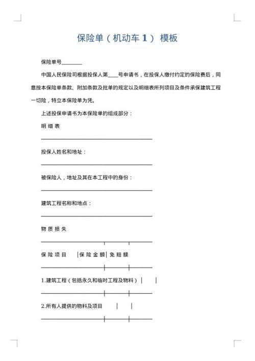 保险单（机动车1）
