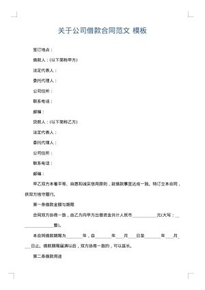 关于公司借款合同范文
