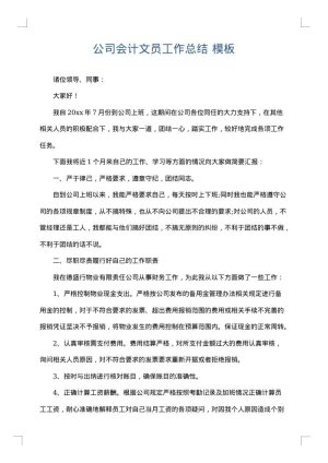 公司会计文员工作总结