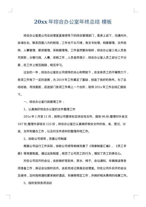 2025年综合办公室年终总结