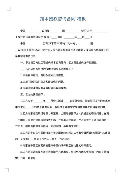 技术授权咨询合同