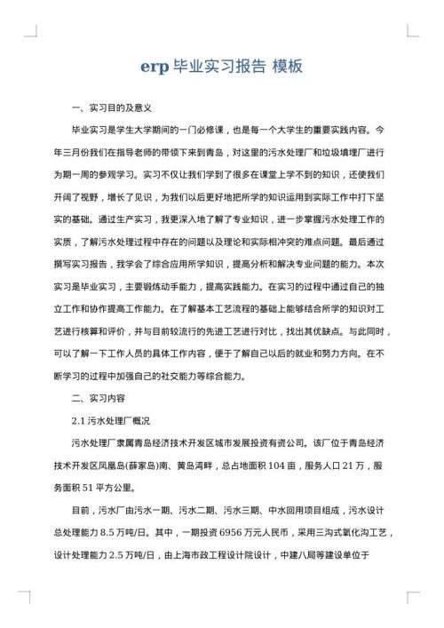 erp毕业实习报告