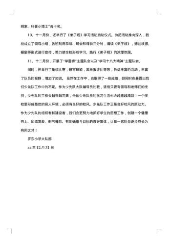 小学少先队工作年度总结范文