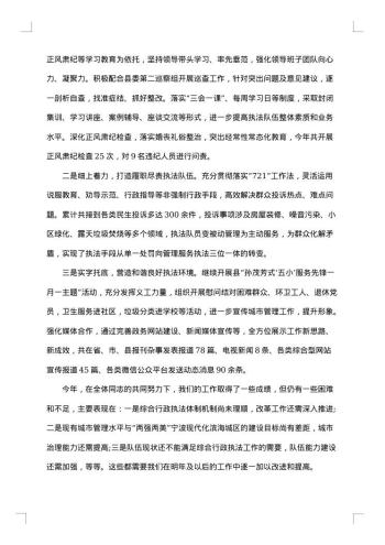 行政执法局年度工作总结范文