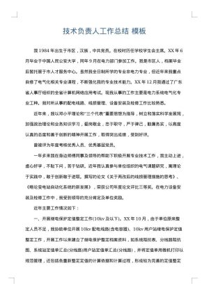 技术负责人工作总结