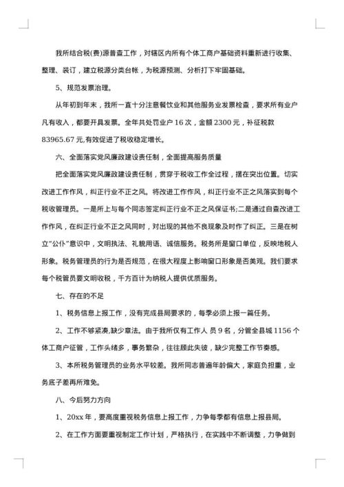 2025年度税务人员个人工作总结范文