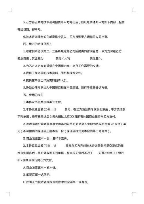 2025年技术咨询服务合同范本