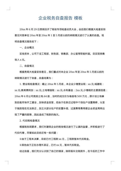 企业税务自查报告