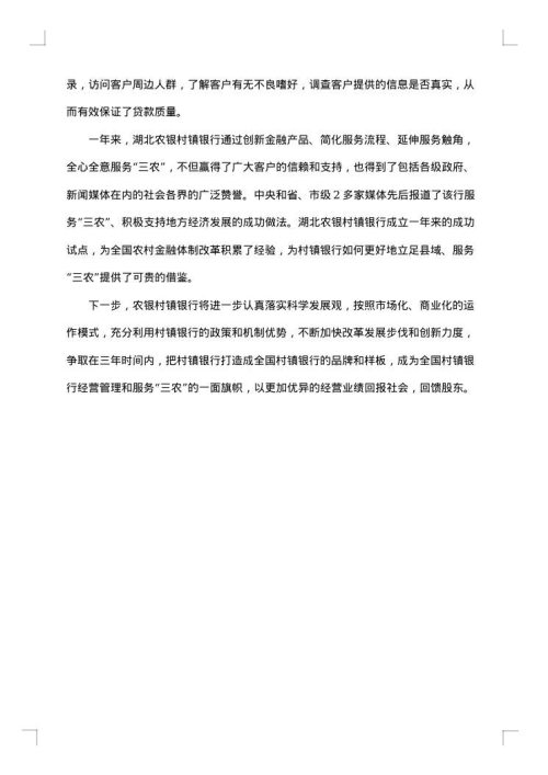 村镇银行年终总结范文