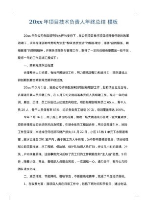 2025年项目技术负责人年终总结
