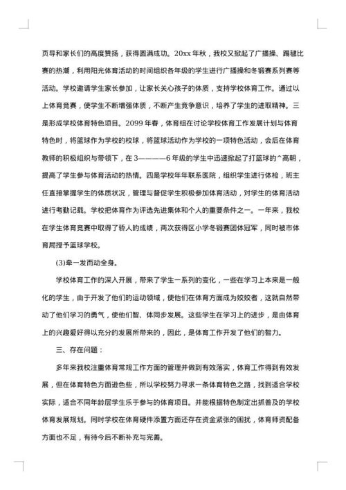 体育工作自查报告
