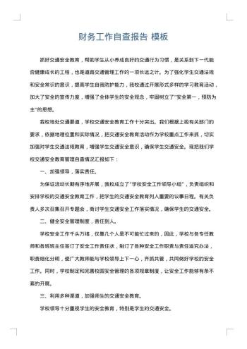 财务工作自查报告