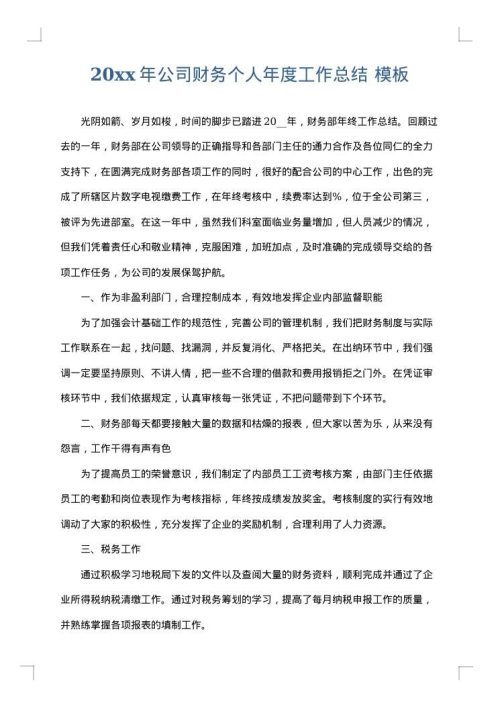 2025年公司财务个人年度工作总结