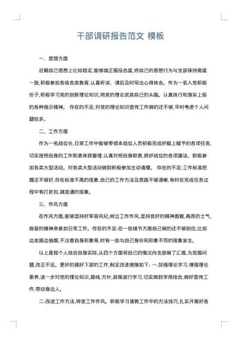 干部调研报告范文