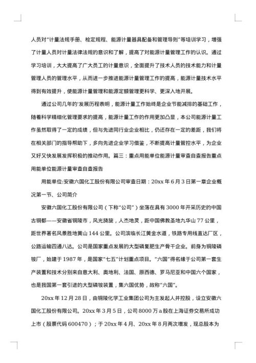 计量自查报告