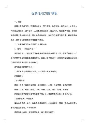 促销活动方案