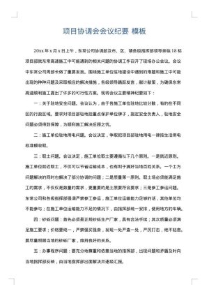 项目协调会会议纪要