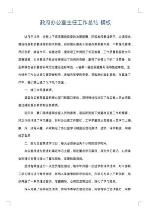 政府办公室主任工作总结