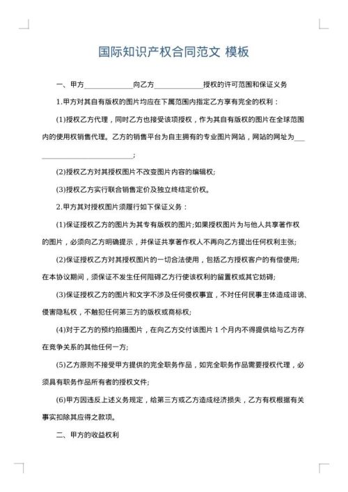 国际知识产权合同范文