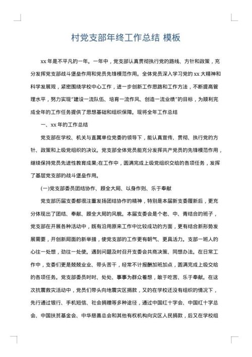 村党支部年终工作总结