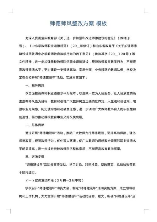 师德师风整改方案