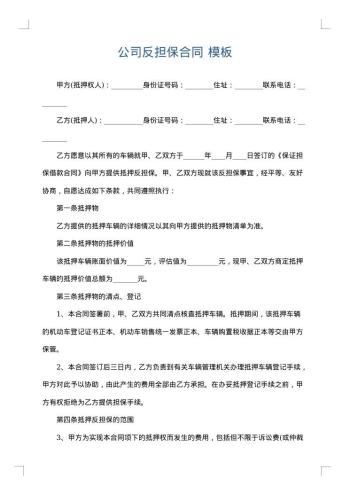 公司反担保合同