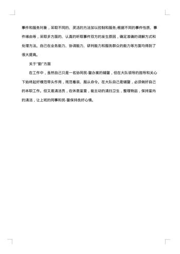 辅警试用期满工作总结范文