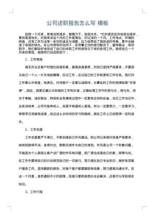 公司述职报告怎么写
