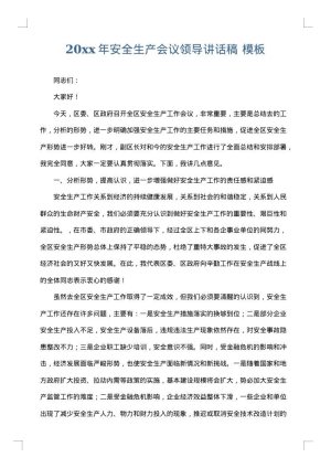 2025年安全生产会议领导讲话稿