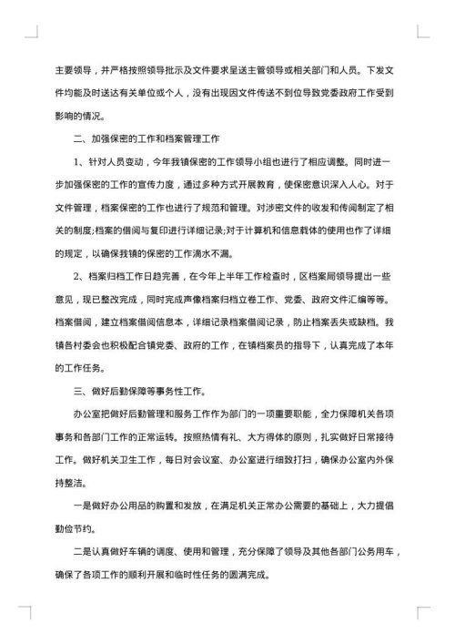 乡镇党政办公室个人年终工作总结范文