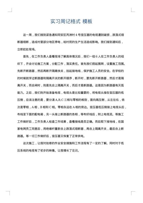 实习周记格式