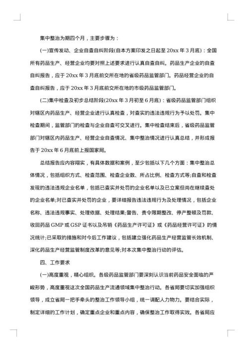 集中整治措施方案